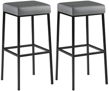 Set van 2 Barkrukken - Krukken - Kunstleren Bekleding, Onderhoudsvriendelijk Kleur grijs Onderstel Kleur zwart