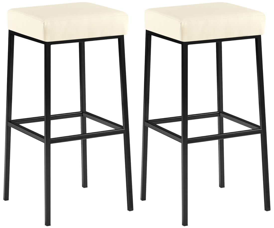 Set van 2 Barkrukken - Krukken - Kunstleren Bekleding, Onderhoudsvriendelijk Kleur grijs Onderstel Kleur zwart