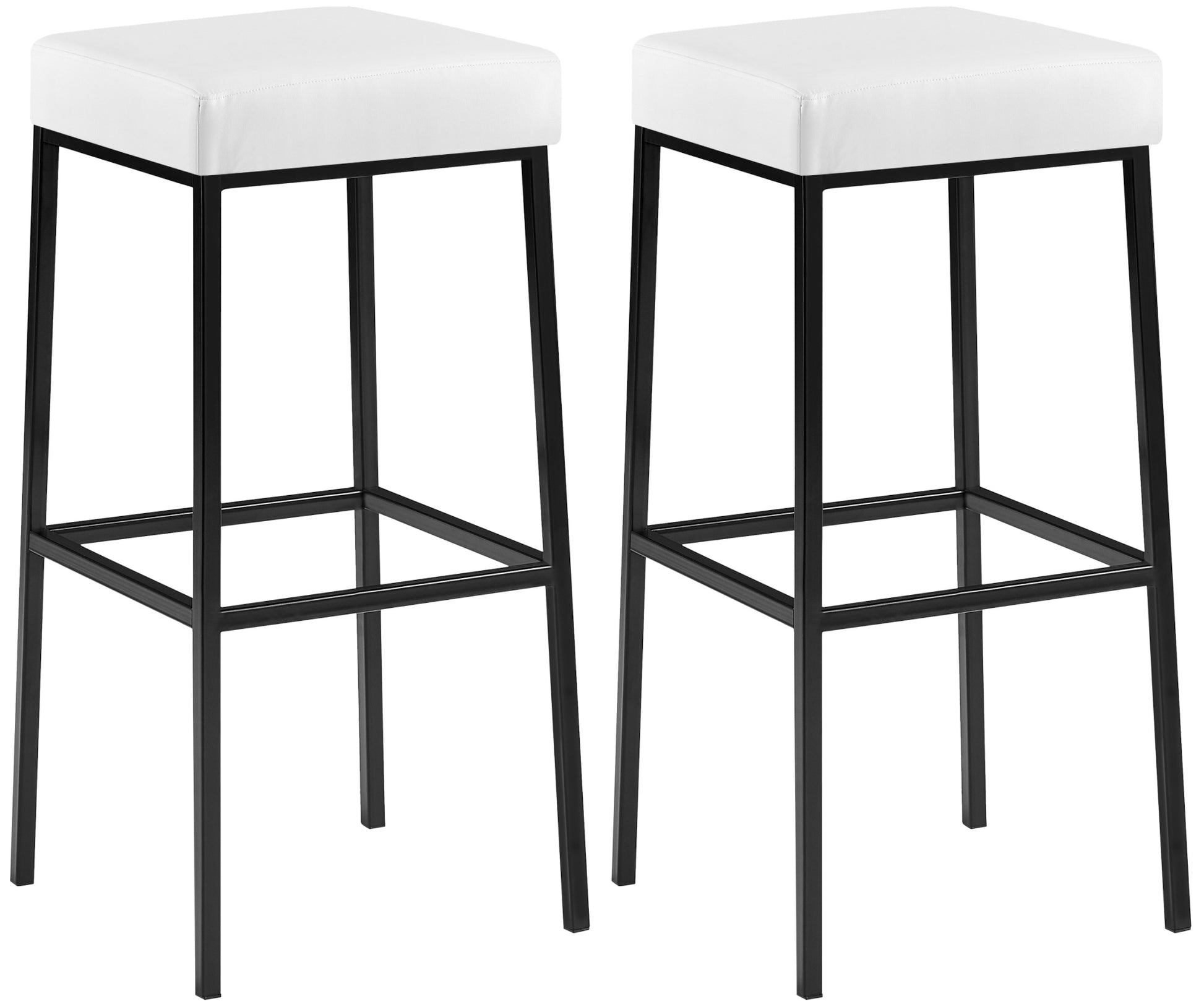 Set van 2 Barkrukken - Krukken - Kunstleren Bekleding, Onderhoudsvriendelijk Kleur wit Onderstel Kleur zwart