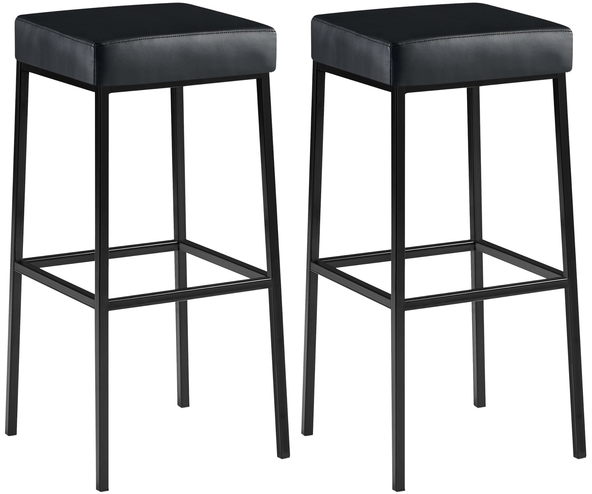 Set van 2 Barkrukken - Krukken - Kunstleren Bekleding, Onderhoudsvriendelijk Kleur zwart Onderstel Kleur zwart