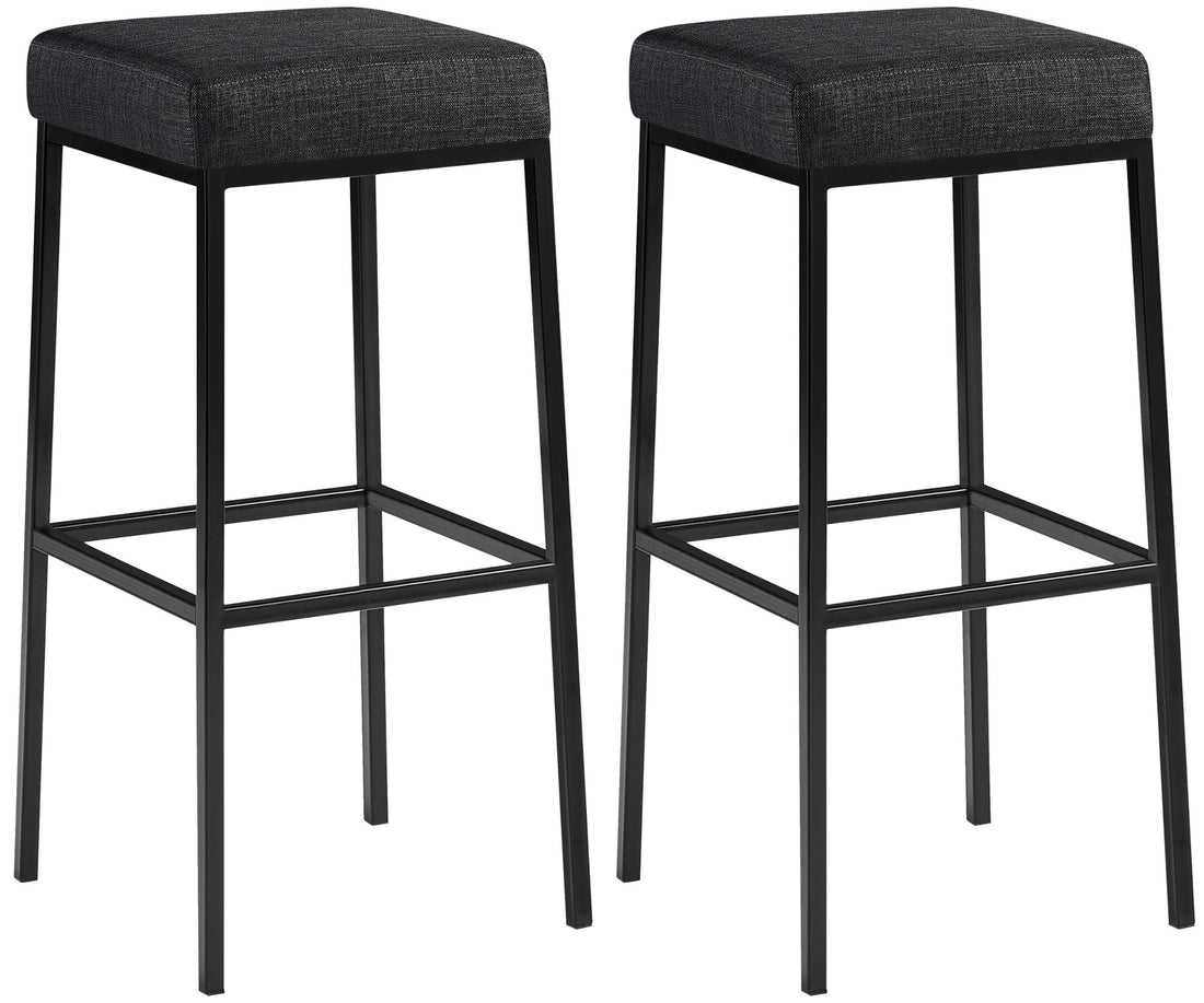 2-delige set Barkrukken - Hoge Stoelen - Stabiele Metalen Poten Kleur blauw Onderstel Kleur zwart