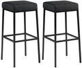 2-delige set Barkrukken - Hoge Stoelen - Stabiele Metalen Poten Kleur donkergrijs Onderstel Kleur zwart