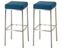 2-delige set Barkrukken - Barstoelen - Comfortabele Zitting, Metalen Frame Kleur blauw