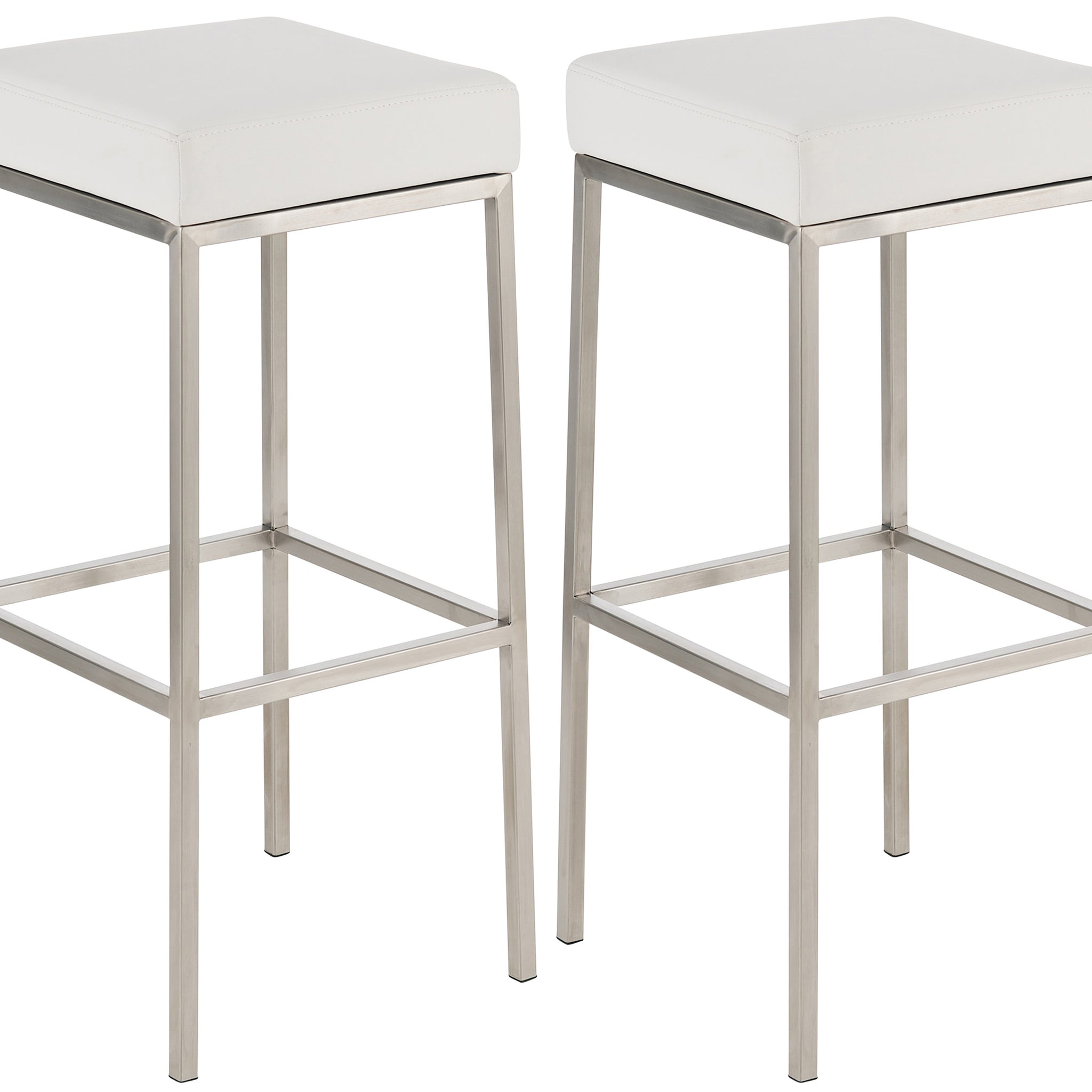 2-delige set Barkrukken - Kunstlederen Krukken - Comfort & Stabiliteit Kleur wit
