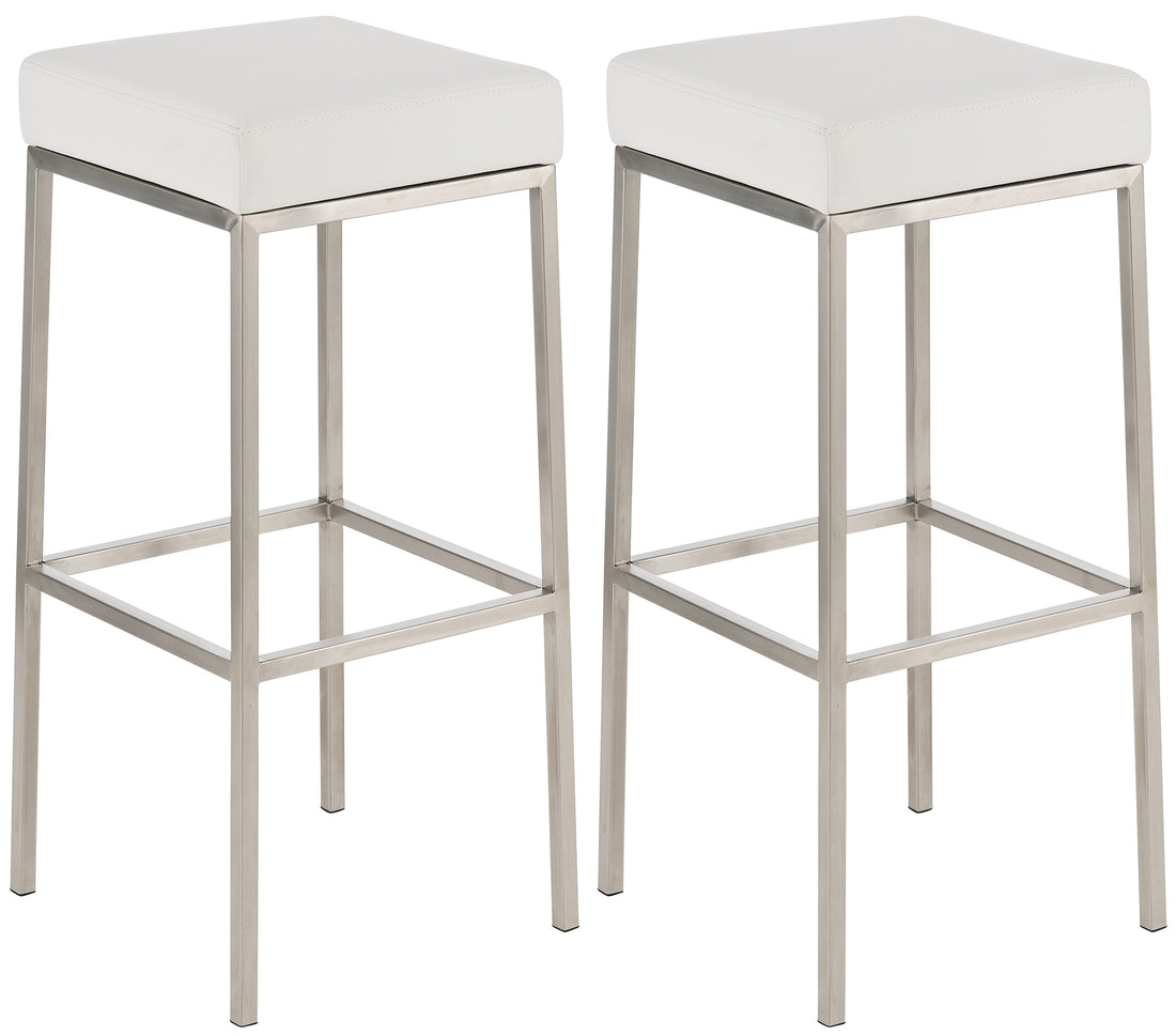 2-delige set Barkrukken - Kunstlederen Krukken - Comfort & Stabiliteit Kleur wit