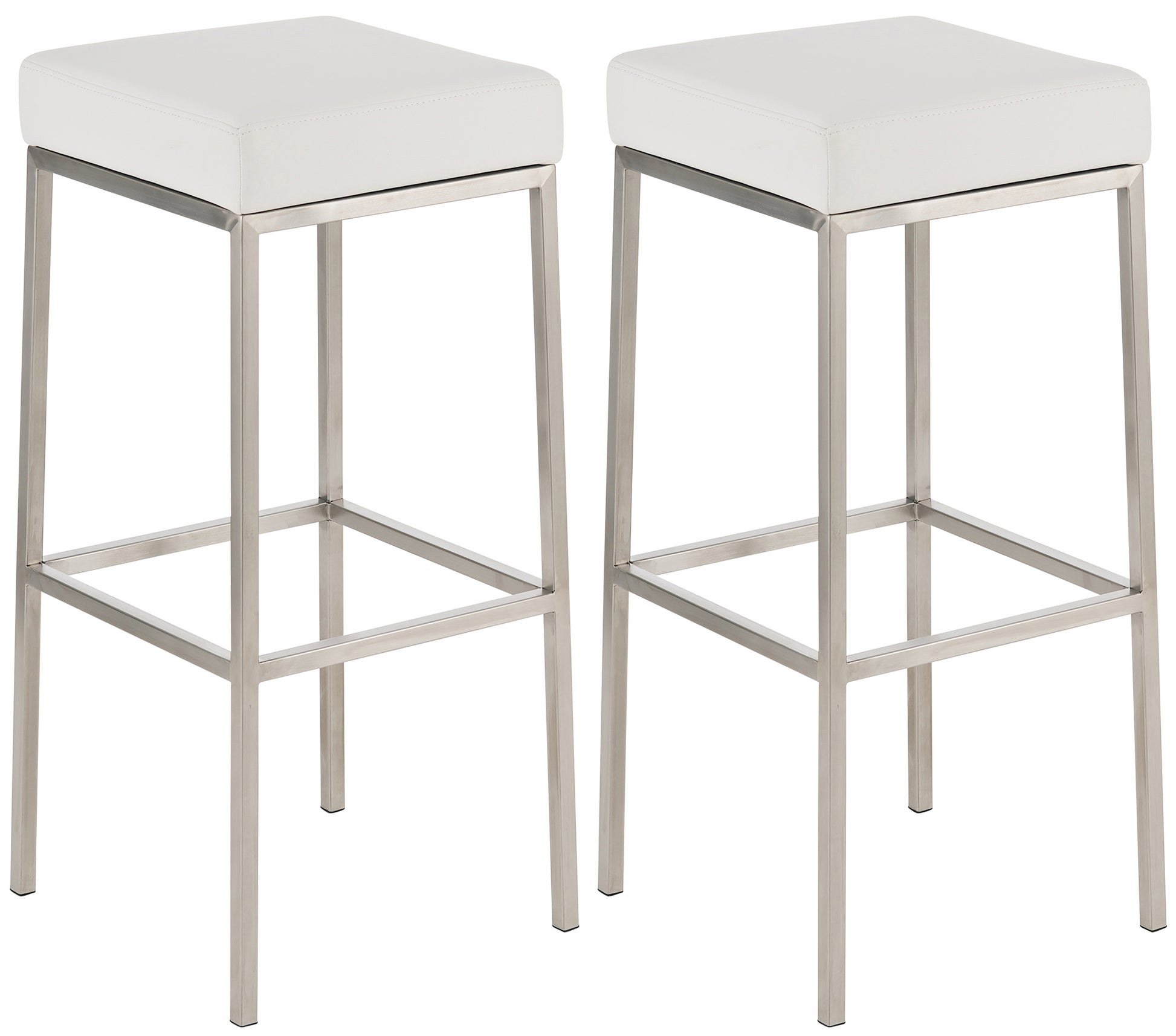 2-delige set Barkrukken - Kunstlederen Krukken - Comfort & Stabiliteit Kleur wit