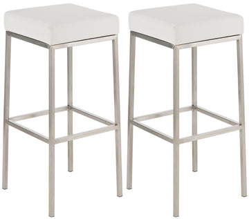 2-delige set Barkrukken - Kunstlederen Krukken - Comfort & Stabiliteit Kleur wit