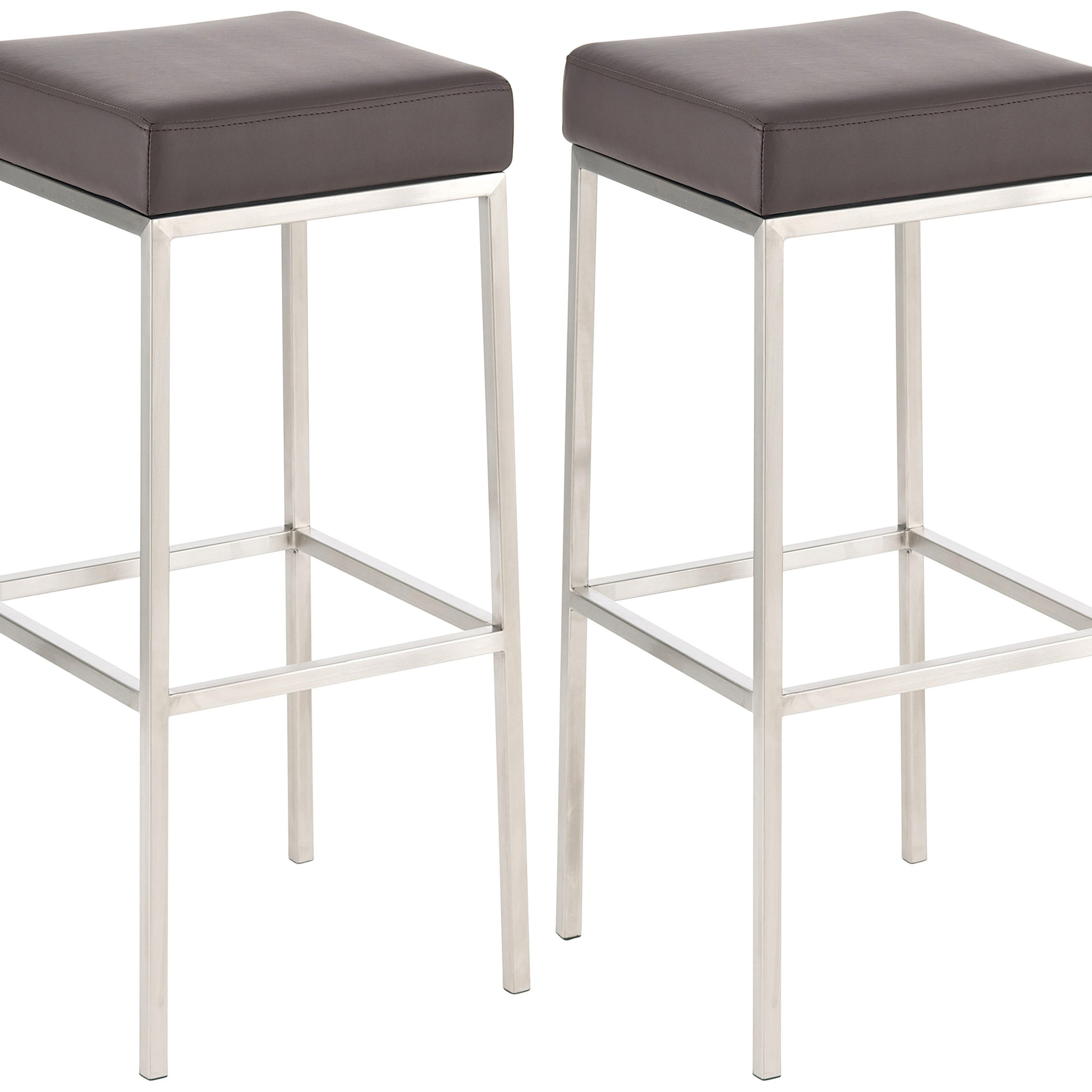 Set van 2 Kunstlederen Barkrukken - Barstoelen - Stevige Vloervriendelijke Frames Kleur bruin
