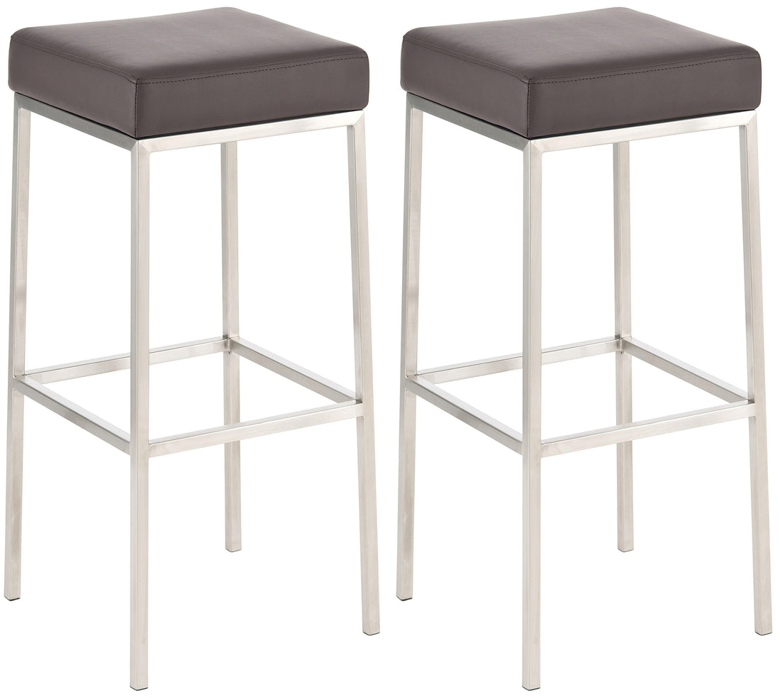 Set van 2 Kunstlederen Barkrukken - Barstoelen - Stevige Vloervriendelijke Frames Kleur bruin