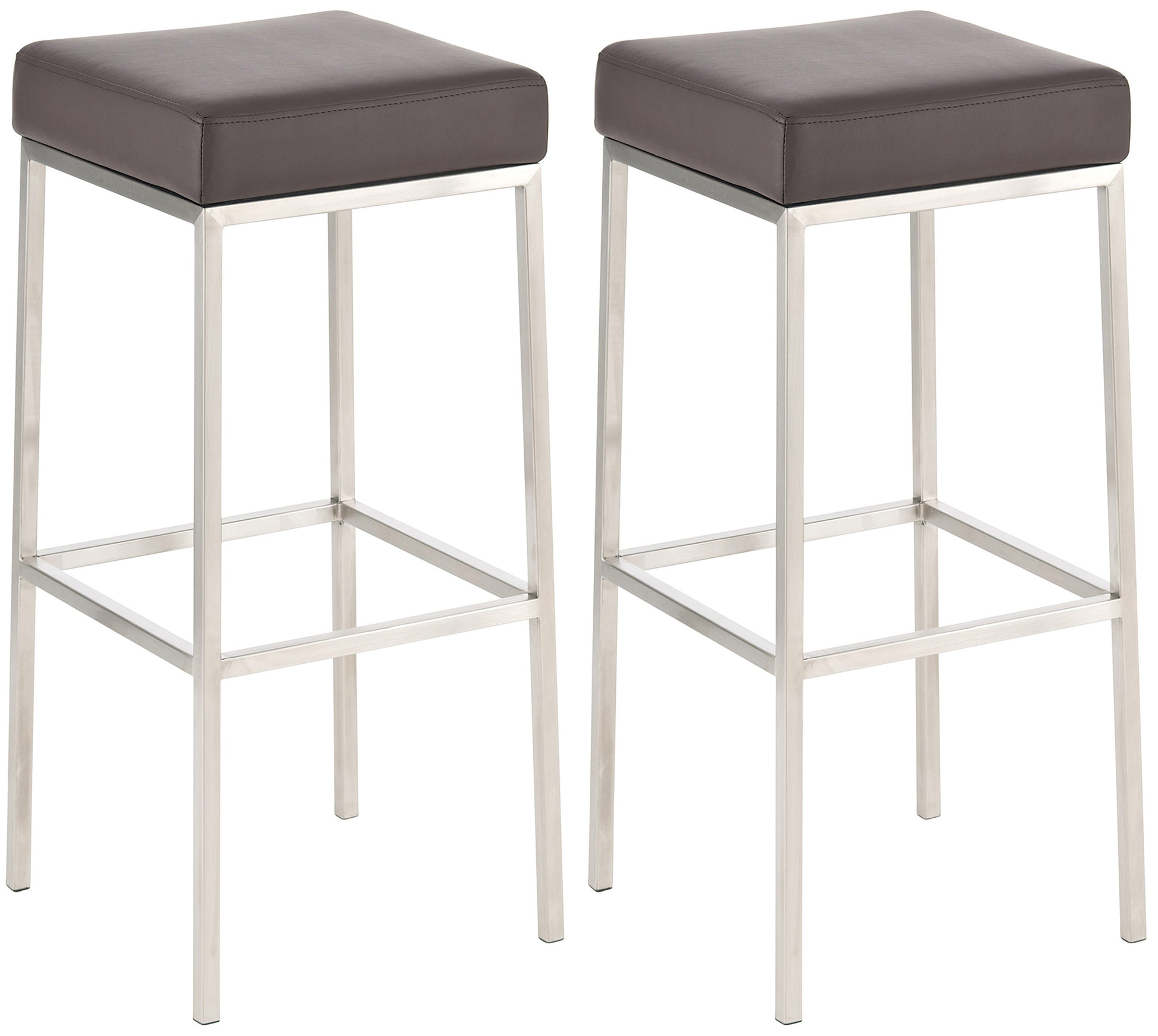 Set van 2 Kunstlederen Barkrukken - Barstoelen - Stevige Vloervriendelijke Frames Kleur bruin