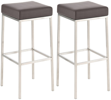 Set van 2 Kunstlederen Barkrukken - Barstoelen - Stevige Vloervriendelijke Frames Kleur bruin