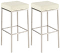 2-delige set Barkrukken - Hockers - Duurzaam Kunstleer  - Stevige Metalen Frames Kleur crème
