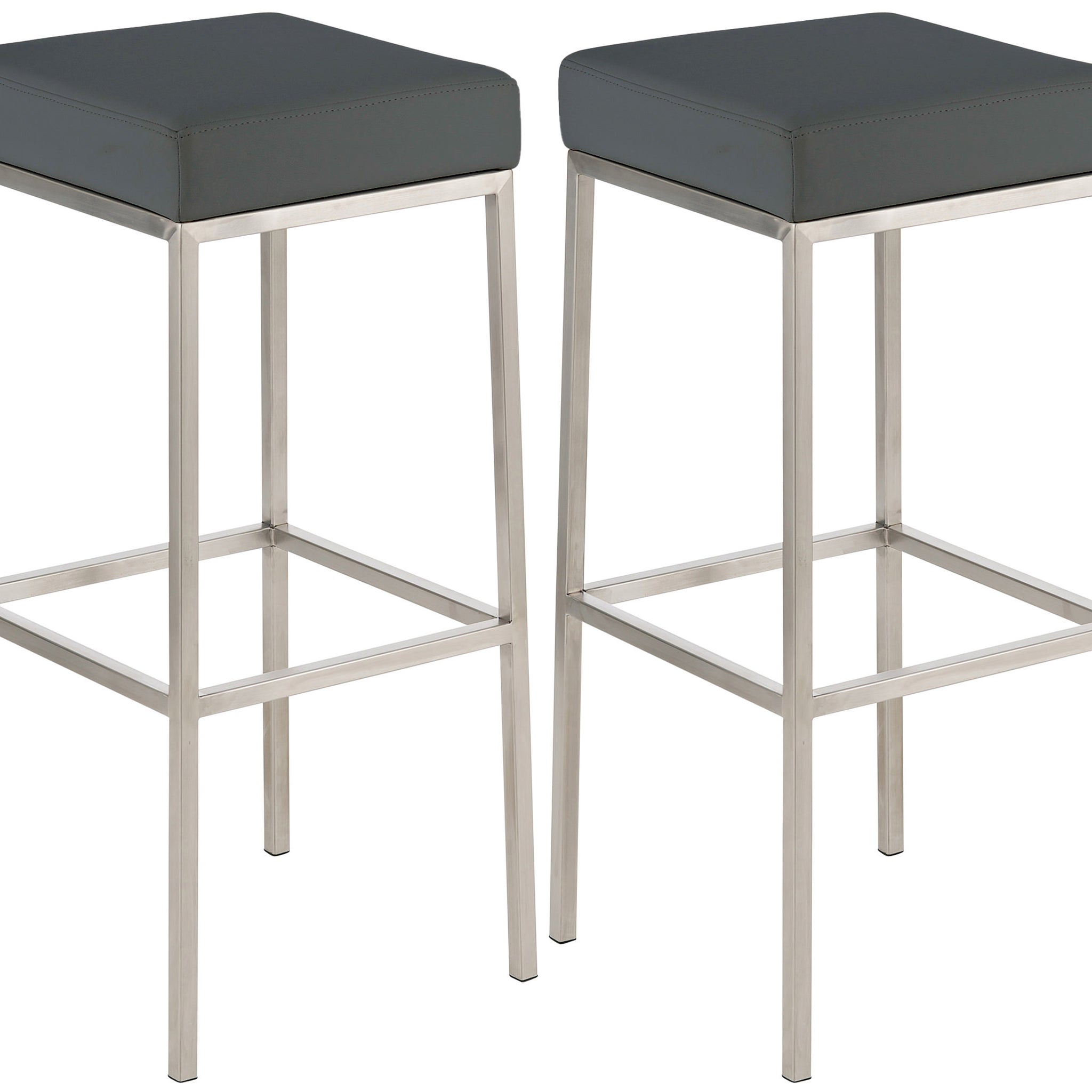 2-delige set Barkrukken - Hoge Stoelen - Duurzaam Kunstleder Kleur grijs