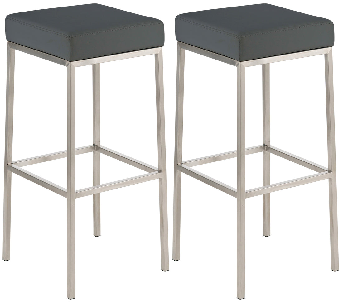 2-delige set Barkrukken - Hoge Stoelen - Duurzaam Kunstleder Kleur grijs