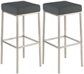 2-delige set Barkrukken - Hoge Stoelen - Duurzaam Kunstleder Kleur grijs