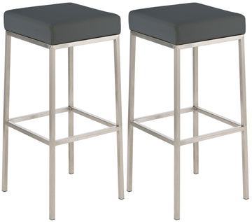 2-delige set Barkrukken - Hoge Stoelen - Duurzaam Kunstleder Kleur grijs
