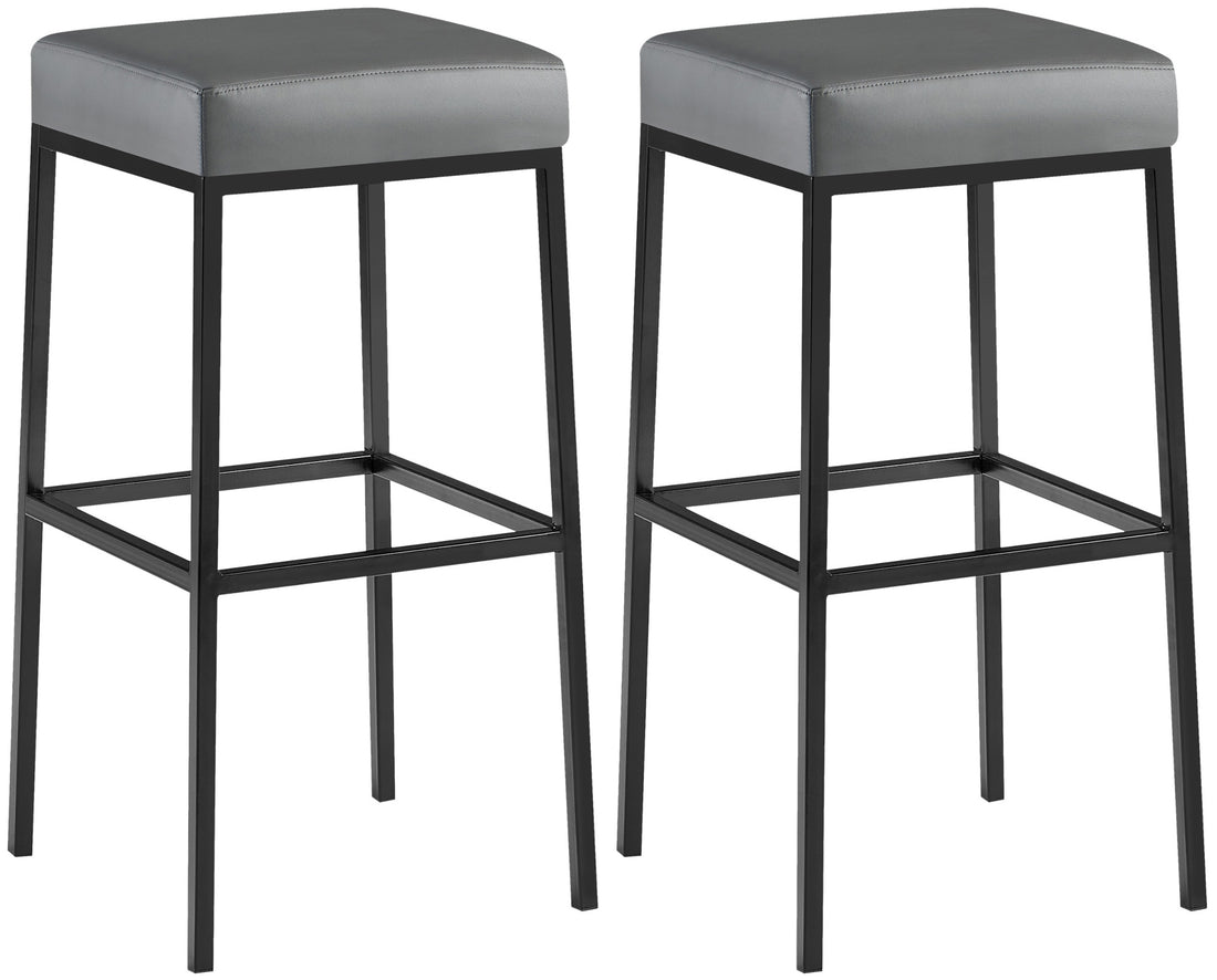 2-delige Set Barkrukken - Kunstleder Barstoelen - Comfort zonder rugleuning Onderstel Kleur zwart Kleur grijs