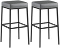 2-delige Set Barkrukken - Kunstleder Barstoelen - Comfort zonder rugleuning Onderstel Kleur zwart Kleur grijs