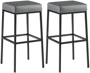 2-delige Set Barkrukken - Kunstleder Barstoelen - Comfort zonder rugleuning Onderstel Kleur zwart Kleur grijs