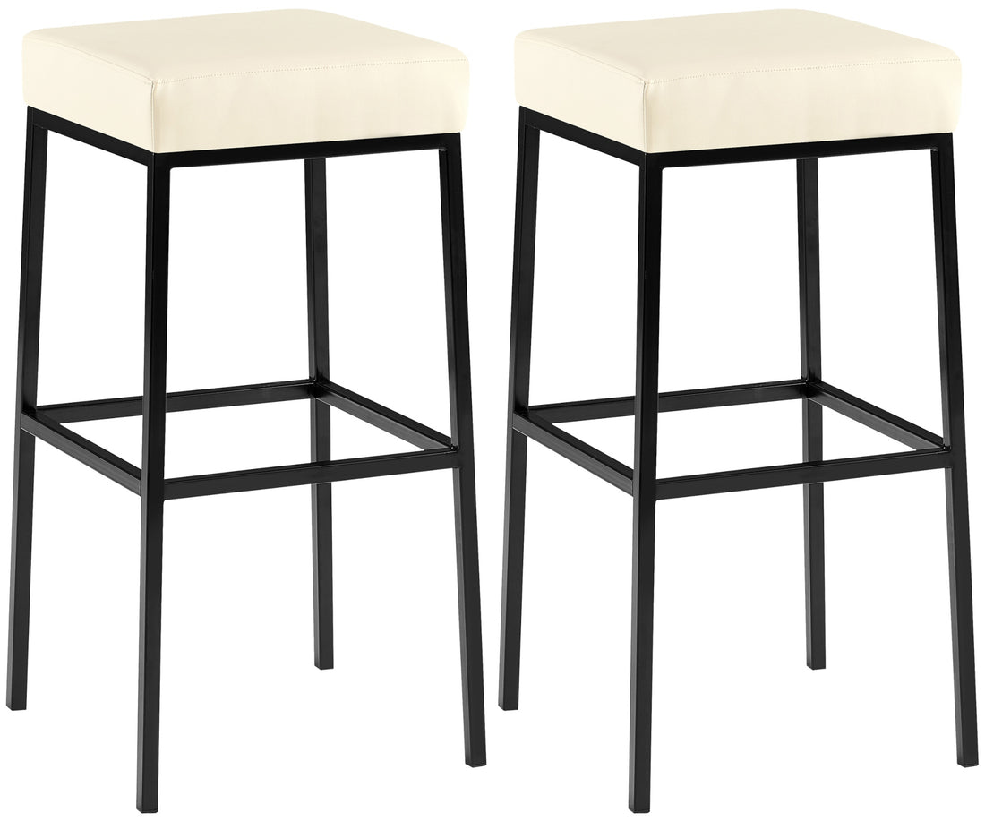 2-delige Set Barkrukken - Kunstleder Barstoelen - Comfort zonder rugleuning Onderstel Kleur zwart Kleur grijs