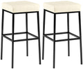 2-delige Set Barkrukken - Kunstleder Barstoelen - Comfort zonder rugleuning Onderstel Kleur zwart Kleur crème