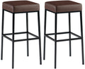 2-delige Set Barkrukken - Kunstleder Barstoelen - Comfort zonder rugleuning Onderstel Kleur zwart Kleur bruin