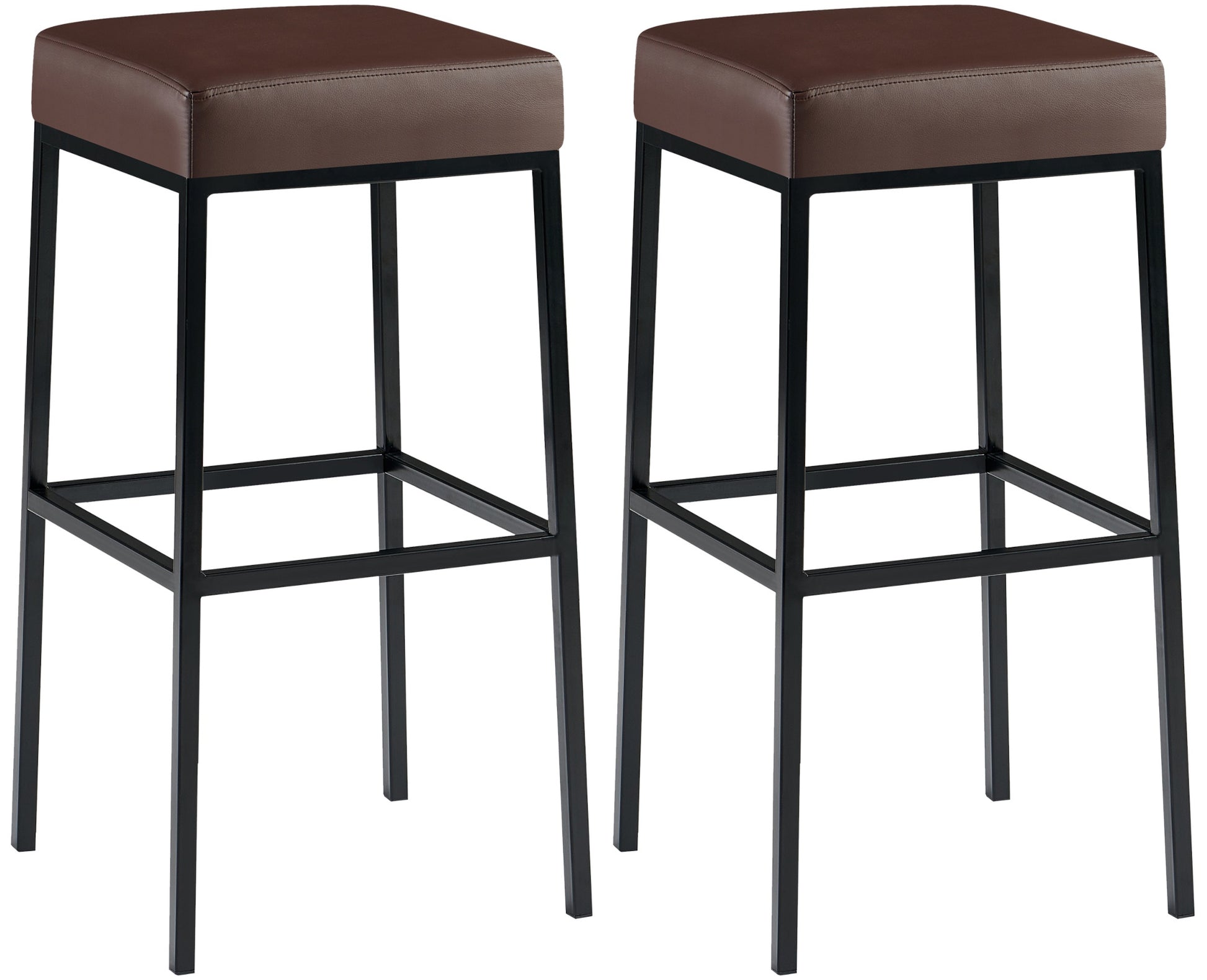 2-delige Set Barkrukken - Kunstleder Barstoelen - Comfort zonder rugleuning Onderstel Kleur zwart Kleur bruin