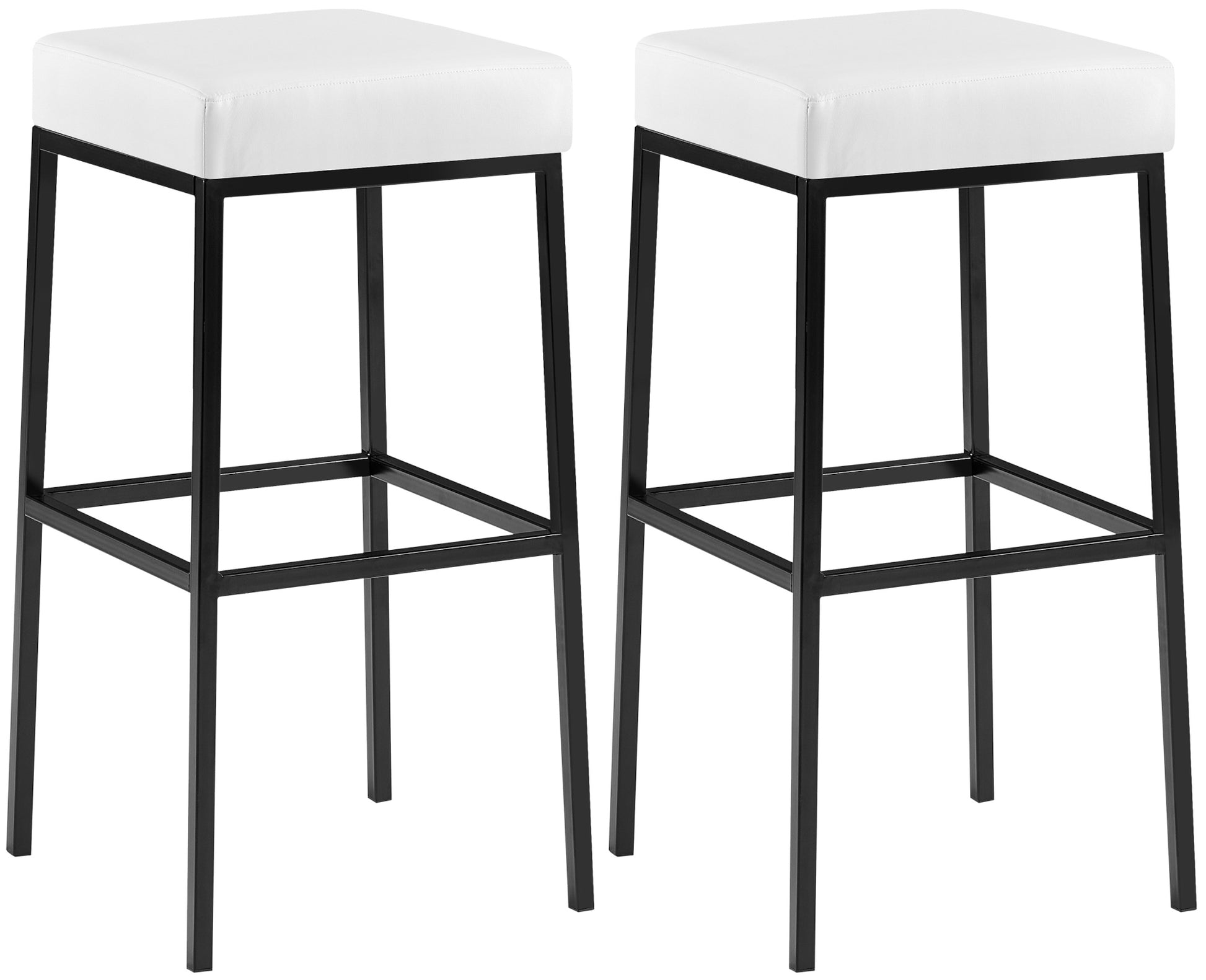 2-delige Set Barkrukken - Kunstleder Barstoelen - Comfort zonder rugleuning Onderstel Kleur zwart Kleur wit