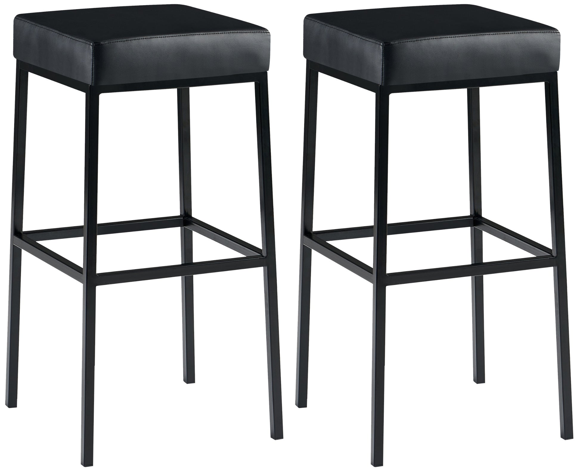 2-delige Set Barkrukken - Kunstleder Barstoelen - Comfort zonder rugleuning Onderstel Kleur zwart Kleur zwart