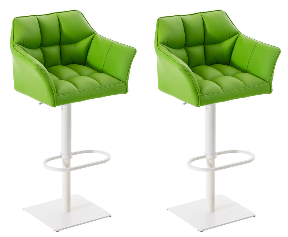 2-delige Set Barkrukken - Modieuze Krukken - In Hoogte Verstelbaar voor Ultiem Zitcomfort Kleur groen Onderstel Kleur wit