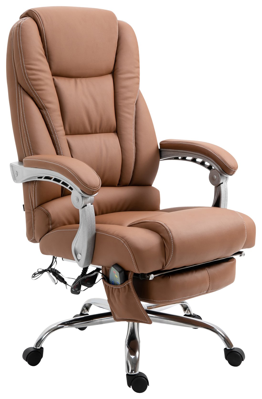 Bureaustoel met Massage - Ergonomische Stoel, Ontspanning, Hoogwaardig Kunstleder Kleur lichtbruin