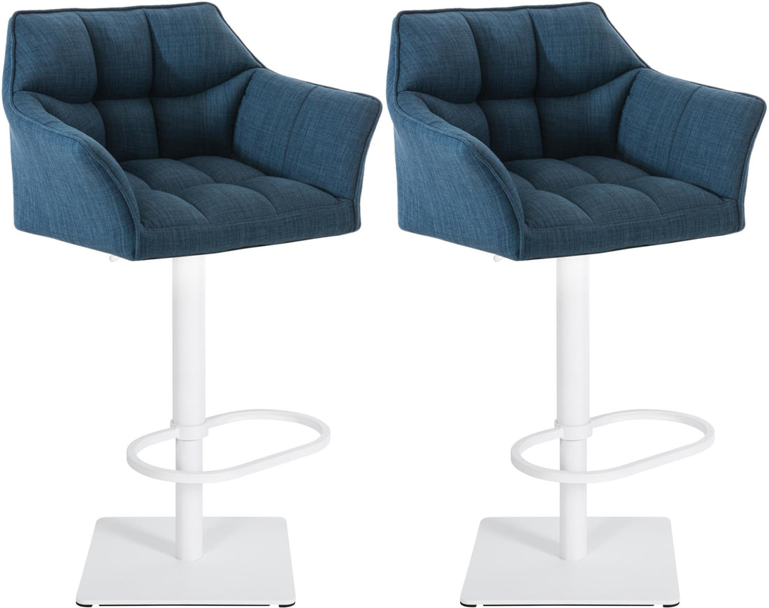 Set van 2 Verstelbare Barkrukken - Hoge Krukken - Extra Zitcomfort Onderstel Kleur wit Kleur blauw