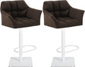 Set van 2 Verstelbare Barkrukken - Hoge Krukken - Extra Zitcomfort Onderstel Kleur wit Kleur bruin