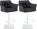 Set van 2 Verstelbare Barkrukken - Hoge Krukken - Extra Zitcomfort Onderstel Kleur wit Kleur donkergrijs
