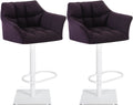 Set van 2 Verstelbare Barkrukken - Hoge Krukken - Extra Zitcomfort Onderstel Kleur wit Kleur lila
