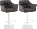 Set van 2 Verstelbare Barkrukken - Hoge Krukken - Extra Zitcomfort Onderstel Kleur wit Kleur titangrijs