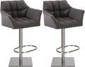 Set van 2 Verstelbare Barkrukken - Hoge Krukken - Extra Zitcomfort Onderstel Kleur roestvrij staal Kleur titangrijs