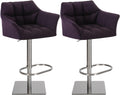 Set van 2 Verstelbare Barkrukken - Hoge Krukken - Extra Zitcomfort Onderstel Kleur roestvrij staal Kleur lila