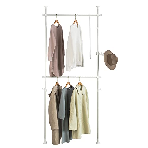 Witte Telescopische Kledingkast Organizer - Ophangrail - Kledingrek - Verstelbare opbergplanken