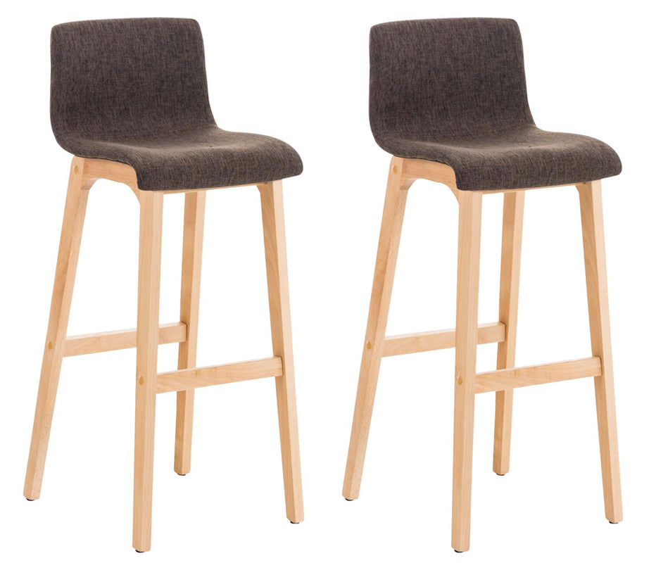 Set van 2 Moderne Barkrukken - Comfortabele Zitervaring - Ergonomische Rugleuning & Houten Frame Kleur bruin
