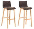 Set van 2 Moderne Barkrukken - Comfortabele Zitervaring - Ergonomische Rugleuning & Houten Frame Kleur bruin