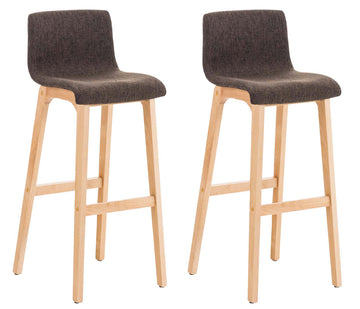 Set van 2 Moderne Barkrukken - Comfortabele Zitervaring - Ergonomische Rugleuning & Houten Frame Kleur bruin