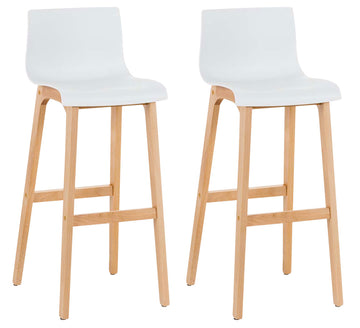 2-delige Set Barkrukken - Barstoelen - Ergonomisch Zitcomfort, Stijlvolle Moderne Look Kleur wit