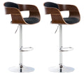 2-delige set Barkrukken - Barstoelen - Uitstekend zitcomfort, Verstelbare hoogte Kleur walnoot/zwart