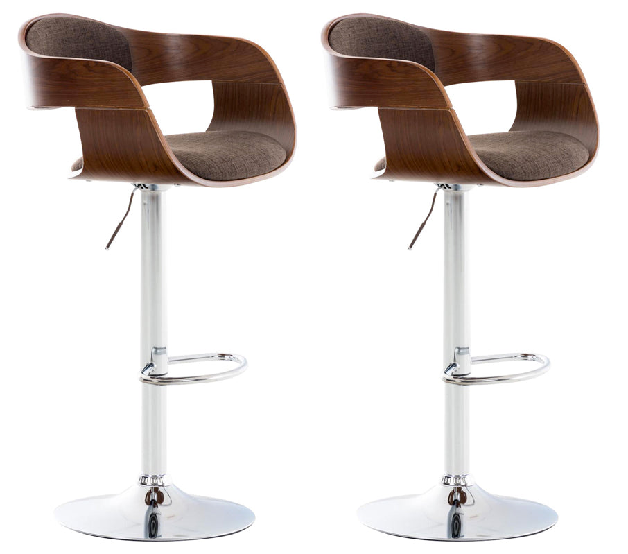 2-delige set Barkrukken - Barstoelen - Uitstekend zitcomfort, Verstelbare hoogte Kleur walnoot/zwart
