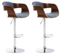 2-delige set Barkrukken - Barstoelen - Uitstekend zitcomfort, Verstelbare hoogte Kleur walnoot/blau
