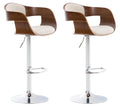 2-delige set Barkrukken - Barstoelen - Uitstekend zitcomfort, Verstelbare hoogte Kleur walnoot/creme