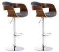 2-delige set Barkrukken - Barstoelen - Uitstekend zitcomfort, Verstelbare hoogte Kleur walnoot/donkergrijs