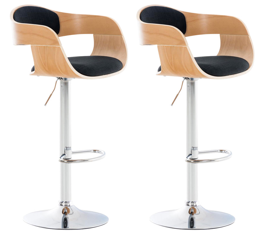 2-delige set Barkrukken - Barstoelen - Uitstekend zitcomfort, Verstelbare hoogte Kleur natuur/schwarz