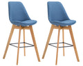 2-delige Set Barkrukken - Krukjes - Comfort en Stijlvolle Voetsteun Kleur blauw Onderstel Kleur natuur